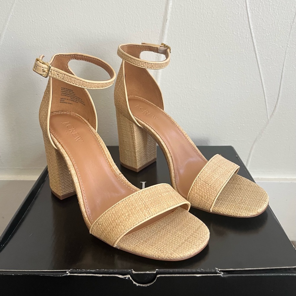 J. Crew Raffia Block Heels, size 8.5
